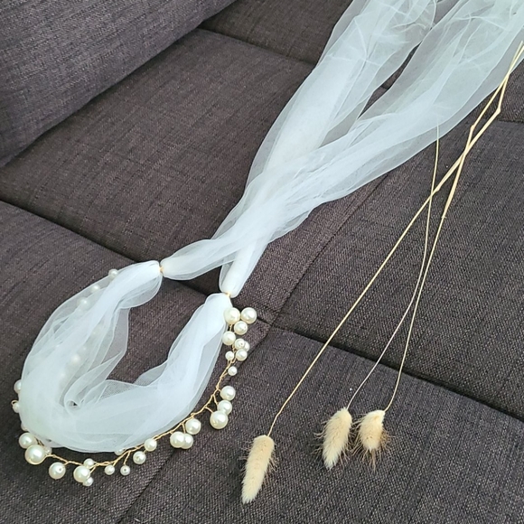 BHLDN Accessories - Bhldn Tulle headband with pearl accents